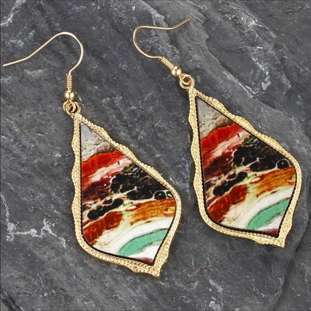 Statement Moroccan Abstract Dangle earrings NWT